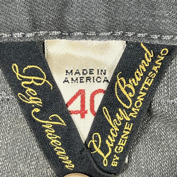 Lucky Brand Vintage Straight Jeans Mens 40x32 Gray Charcoal Made In USA Y2K - Picture 3 of 11